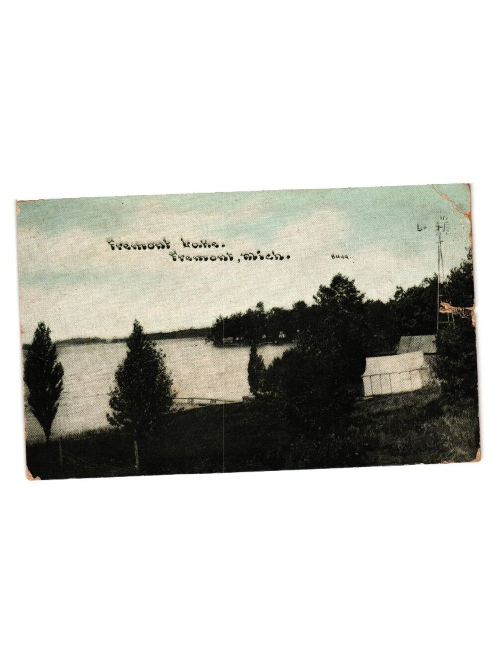 Fremont Lake Fremont MI Antique Postcard Unused Postmarked May 23 1910 Vintage